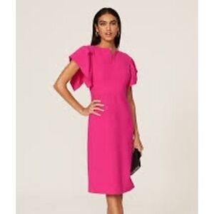 Roland Mouret Amelin Pink Crepe Butterfly Sleeve Sheath Dress US Size 4